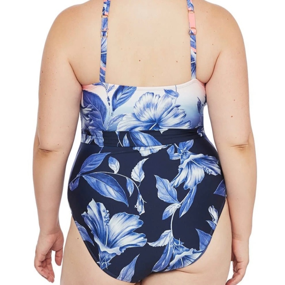 La Blanca Ombré Draped High Neck One Piece - Picture 5 of 12